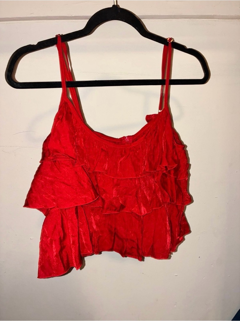 Forever 21 Red Ruffle Crop Cami